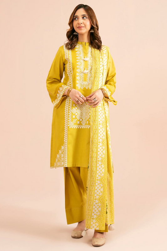 Nishat - Embroidered Lawn Unstitched 3pc Suit