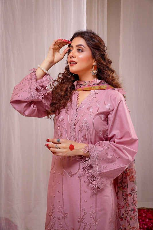Safwa - Embroidered Chikankari Lawn Unstitched 3pc Suit