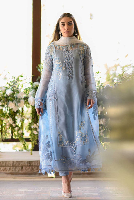Nadia Farooqui - Embroidered Organza Unstitched 3pc Suit