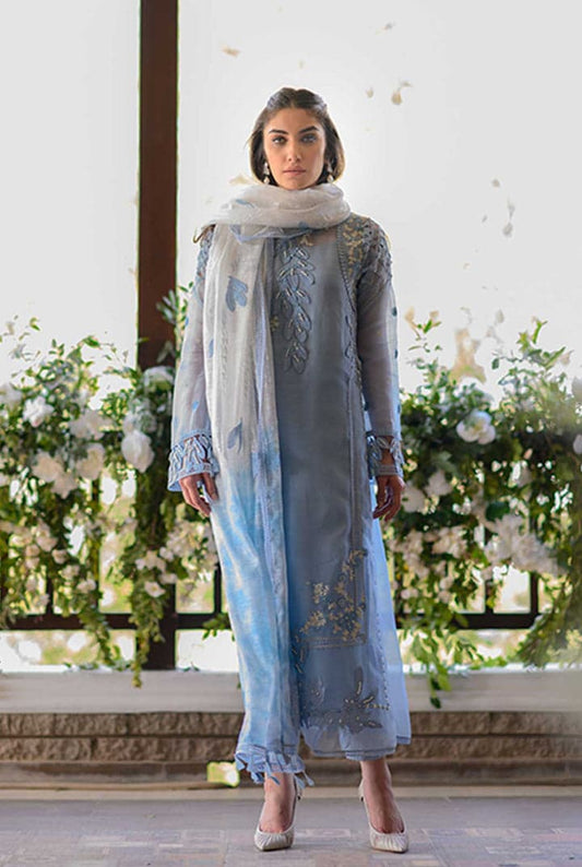 Nadia Farooqui - Embroidered Organza Unstitched 3pc Suit