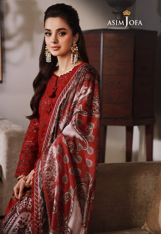 Asim Jofa - Embroidered Lawn Unstitched 3pc Suit