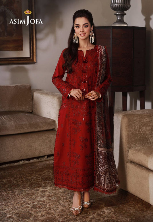 Asim Jofa - Embroidered Lawn Unstitched 3pc Suit