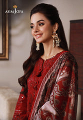 Asim Jofa - Embroidered Lawn Unstitched 3pc Suit