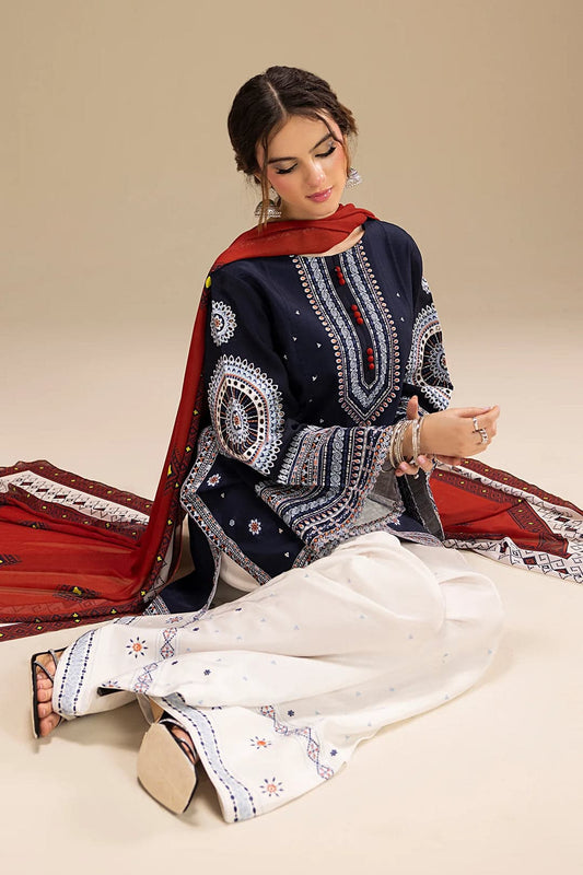Zaloque - Embroidered Lawn Unstitched 3pc Suit