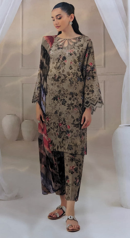 Adnan's Libaas -Printed Lawn Unstitched 3pc Suit